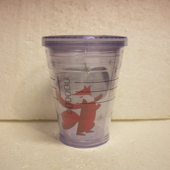 Starbucks 2012 Double Walled Winter Holiday Red Fox Clear Tumbler (no straw) - Picture 2 of 7